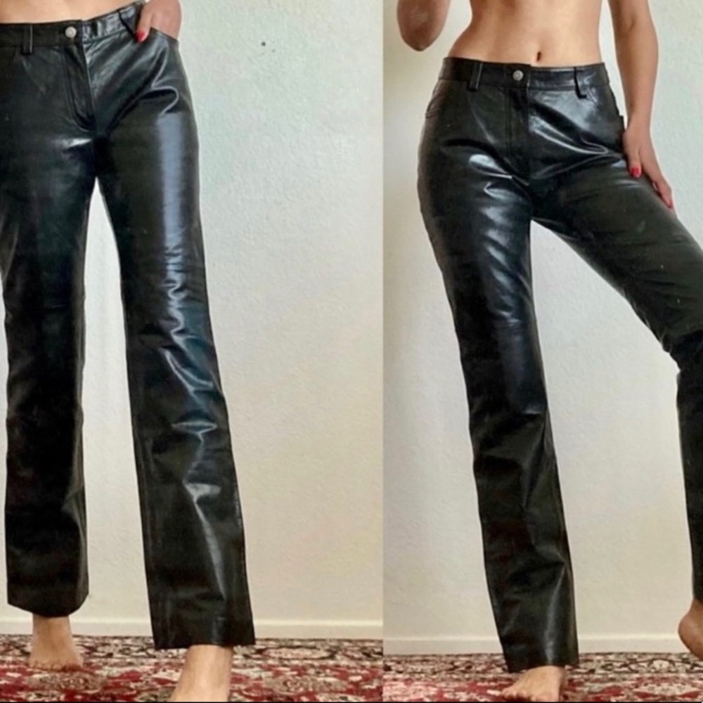 authentic leather bootcut pants